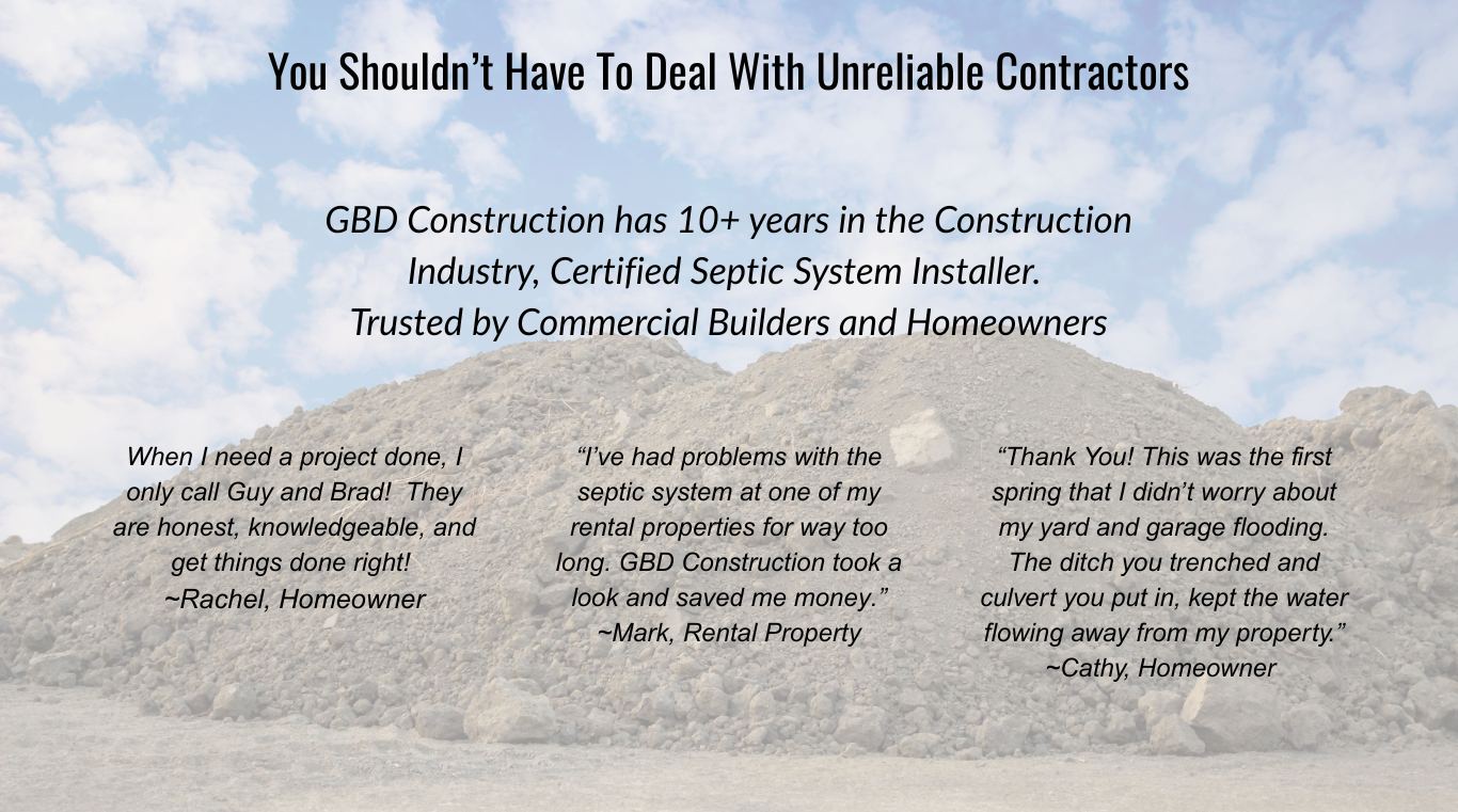 Construction site with dirt pile representing excavation expertise of GBD Construction in Billings MT